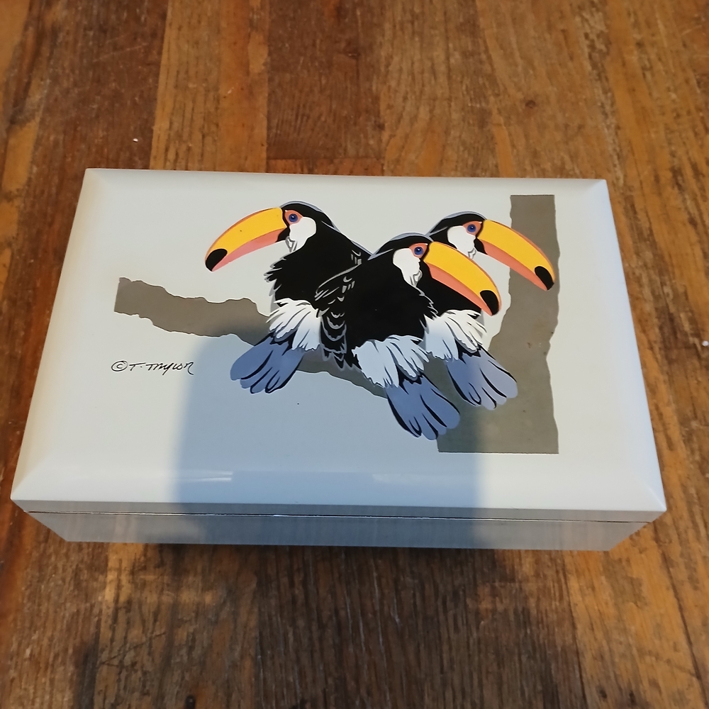 Vintage Toucan Musical Jewelry Box